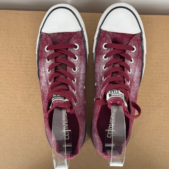 Converse Chuck Taylor All Star Low Top Burgundy Canvas Sneakers Womens 8 - Picture 6 of 15